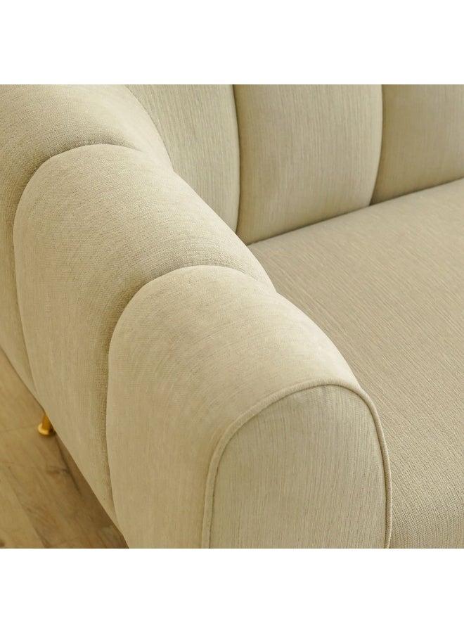 DANUBE HOME Milner 3 Seater Fabric Sofa | Modern Design Three Seat Sofas | Comfortable Living Room Furniture L218xW84xH75cm - Muted Beige - Image 2