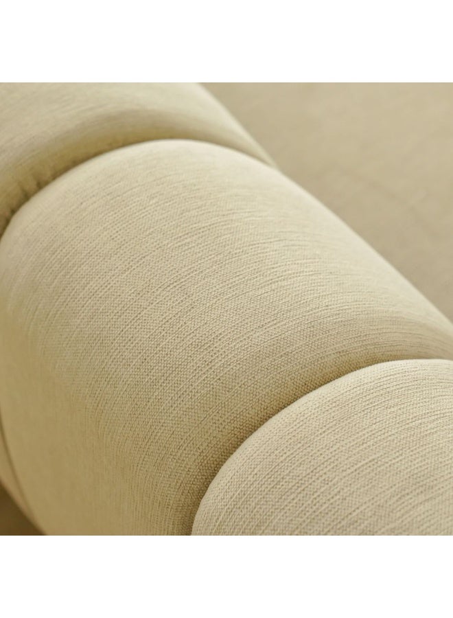 DANUBE HOME Milner 3 Seater Fabric Sofa | Modern Design Three Seat Sofas | Comfortable Living Room Furniture L218xW84xH75cm - Muted Beige - Image 3