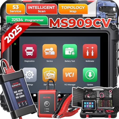 Autel 2025 Autel MaxiSys MS909CV Truck Scanner: Top Heavy Duty Truck Tool for Semi Commercial Cars, Updated of MS908CV with Intelligent Diagnosis, Topology, J2534 ECU Coding, 53+ Services, Active Test - Image 1
