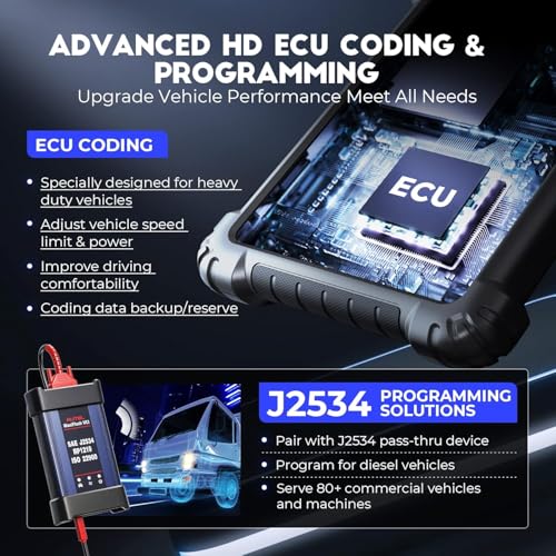 Autel 2025 Autel MaxiSys MS909CV Truck Scanner: Top Heavy Duty Truck Tool for Semi Commercial Cars, Updated of MS908CV with Intelligent Diagnosis, Topology, J2534 ECU Coding, 53+ Services, Active Test - Image 5