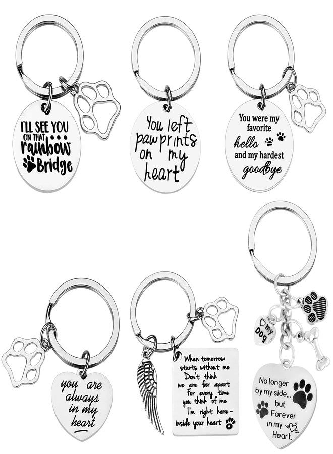 PLwelth 6Pcs Pet Keychains Dog Memorial Gifts Loss of Dog Sympathy Gift Rainbow Bridge Pet Funny Keychains Dogs Jewelry Gift for Men Women Pet Dogs Lover Owner Remembrance Christmas Gifts - Image 1