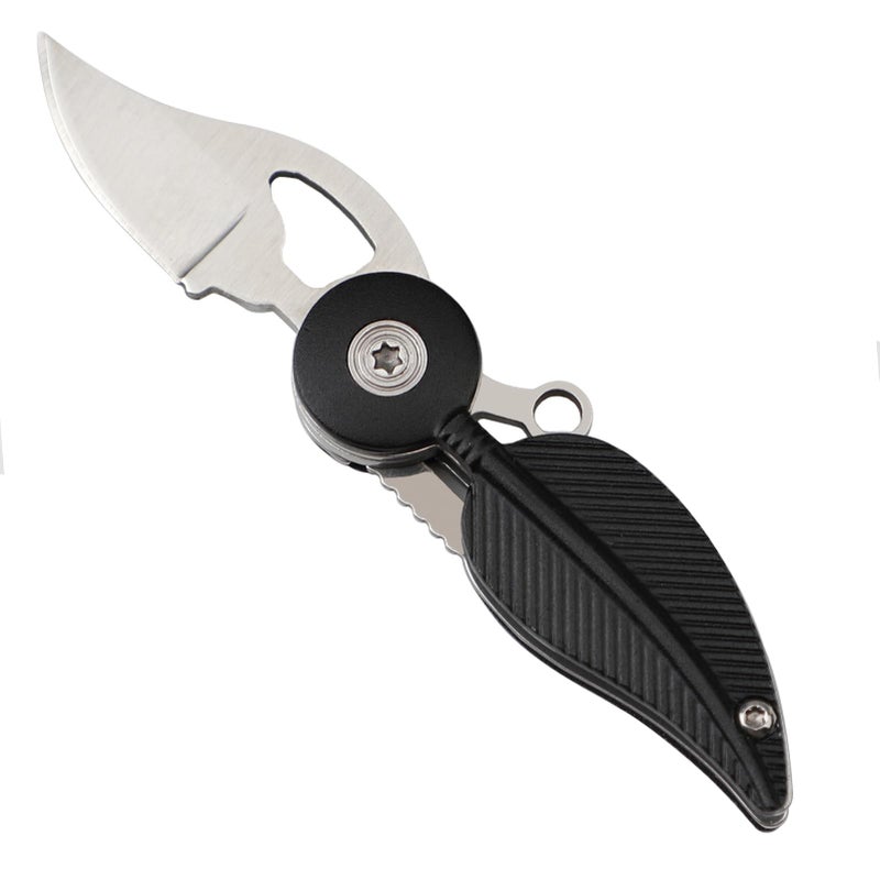 Coowolf Small Folding Pocket Knife for Womens and Men WH Chain  for Daily Cutting Mail Packages Ropes and Tapes Practical Cute Key Accessories Black