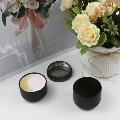 Geesatis 3 oz Empty Candle Tins with Lids (16 Pcs) - Metal Candle Containers Jars for Candle Making, Storage - Airtight, Black - Image 3