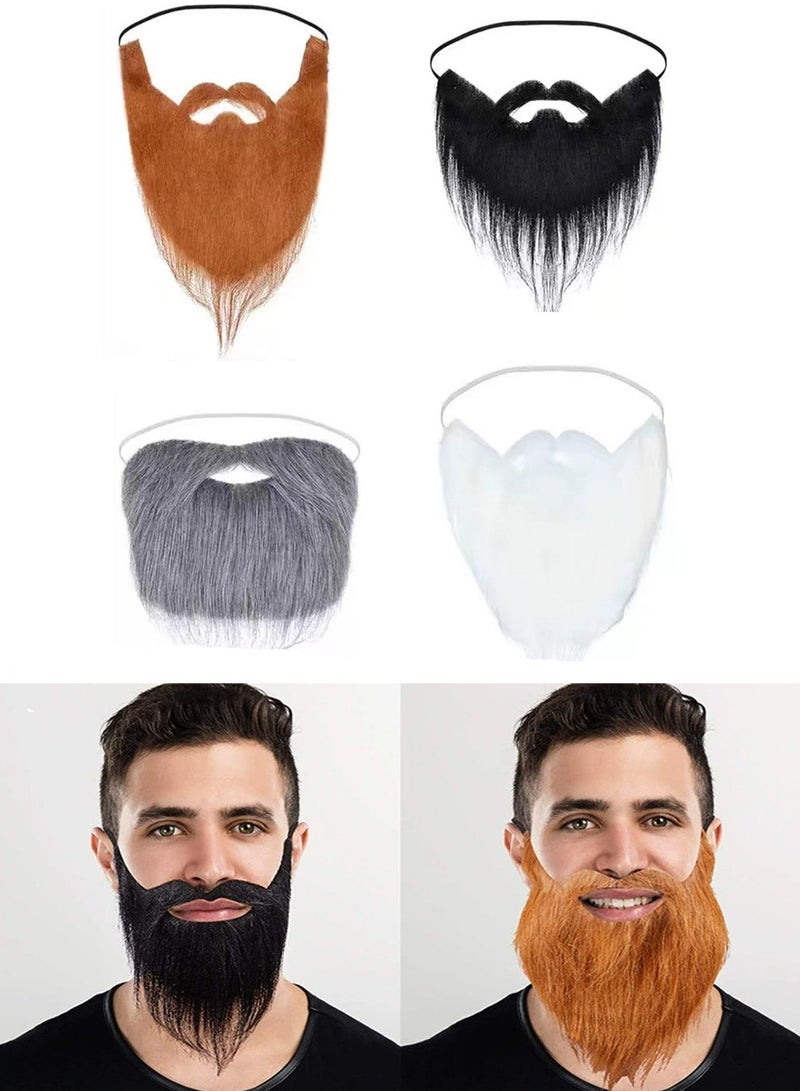 4 Pcs Funny Fake Beards False Mustache Whisker for Cosplay Costume Party - Image 1
