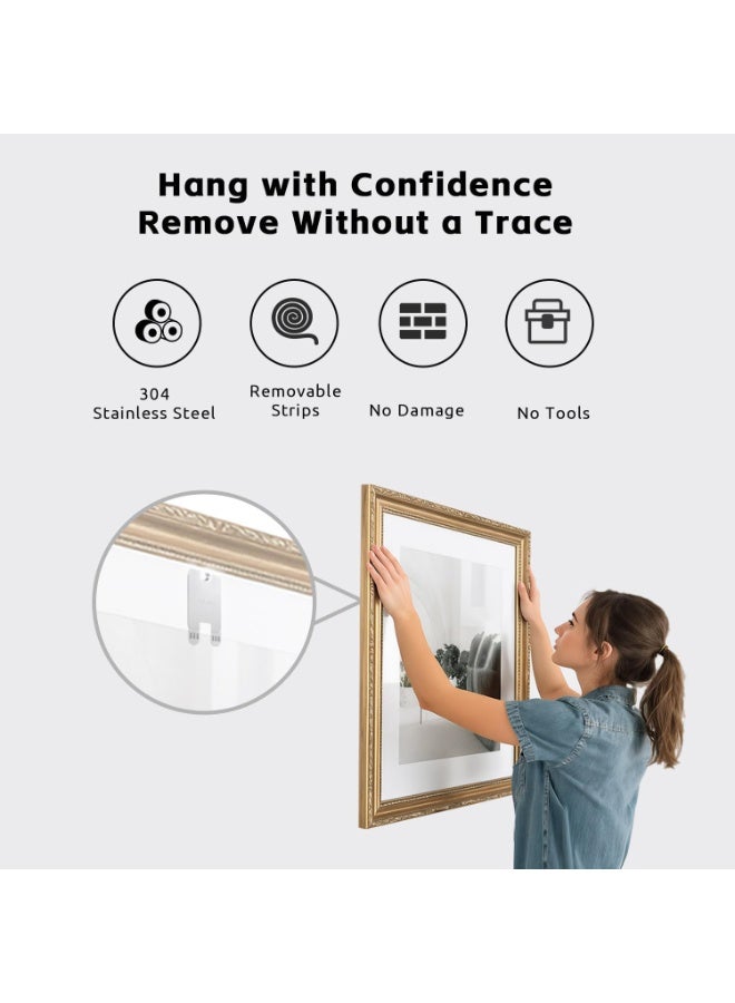 Nanak 4 Pack No Nails Picture Hangers with 8 Removable Strips, Damage-Free Adhesive Wall Hooks for Hanging Pictures, Frames and Wall Art, Easy Home Decor Solution - Image 5