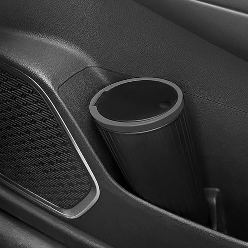 Soko Plastic Carbin Mini Car Trash Can With Lid, Small Portable Garbage Bin, Car Accessories, Leakproof Vehicle Cup Holder Waste Storage For Car, Home, Kitchen, Office - Black, Press-Top - Image 3