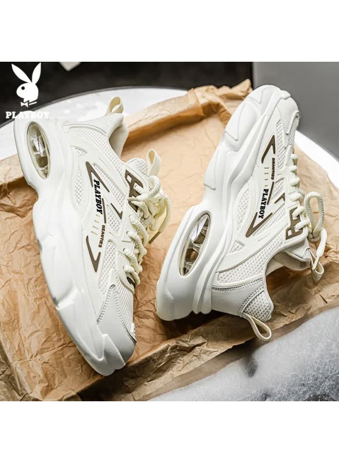 Playboy Dad Shoes For Men, Autumn And Winter Season Men's Thick-soled Casual Air Cushion Sneakers, Fashionable Off-white, Size 40 - Image 3