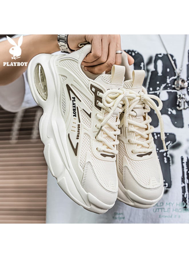Playboy Dad Shoes For Men, Autumn And Winter Season Men's Thick-soled Casual Air Cushion Sneakers, Fashionable Off-white, Size 40 - Image 4