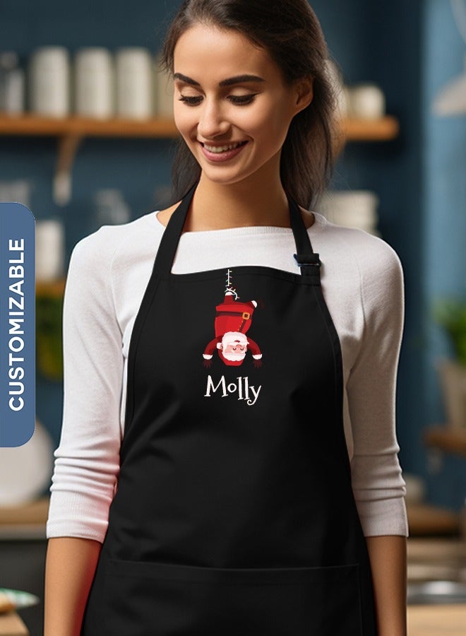 شير ذا لوف  مئزر قابل للتخصيص بطابع الكريسماس بتصميم سانتا - مثالي للخبز والطهي في الأعياد - Image 1