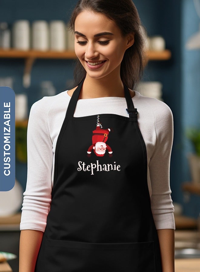شير ذا لوف  مئزر قابل للتخصيص بطابع الكريسماس بتصميم سانتا - مثالي للخبز والطهي في الأعياد - Image 2