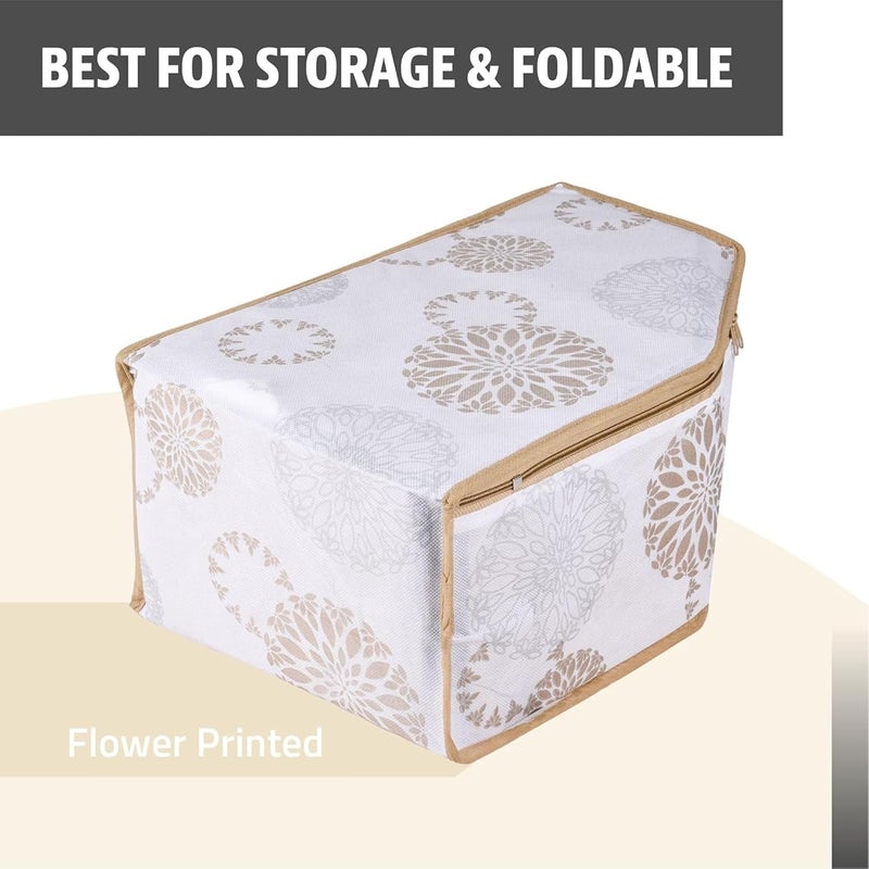 Kuber Industries Pack of 3 Blouse Cover GolaPrinted Clothes Storage Bag Wardrobe Organiser With Zipper Side Transparent Blouse Organizer Blouse Protector Bag White - Image 5