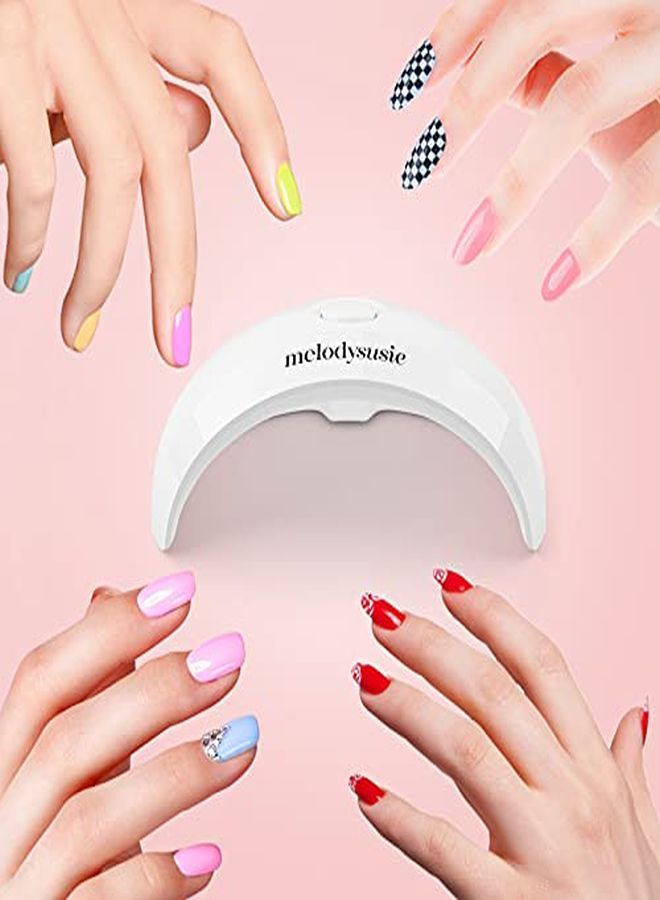 MelodySusie مصباح Melodysusie بالأشعة فوق البنفسجية للأظافر، مصباح أظافر محمول بالأشعة فوق البنفسجية لتلميع الأظافر بالأشعة فوق البنفسجية للأكريليك والجل مناسب للسفر والمنزل والمكتب (أبيض) - Image 4