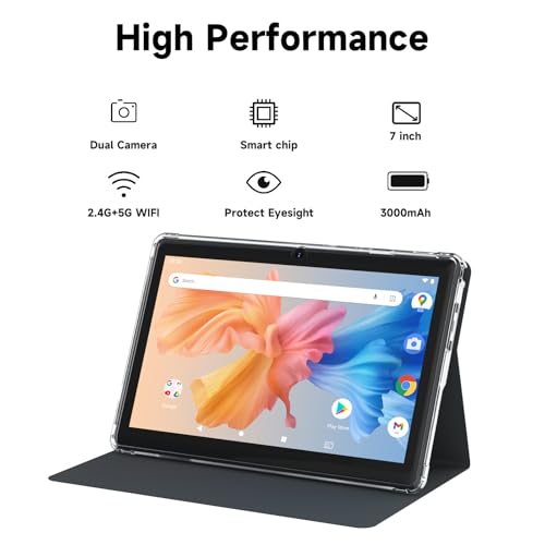 HOTTABLET Tablet 7Inch Android 14.0 with Protective Case, 8GB(3+5GB Expand) RAM+ 32GB ROM, IPS Screen, Dual Camera, Bluetooth 5.0 WiFi Tab (Black) - Image 3