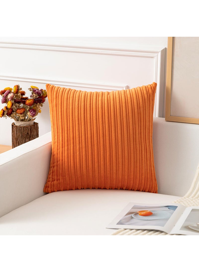 K KEVIN TEXTILE Kevin Textile Pack of 2 Corduroy Soft Soild Decorative Square Throw Pillow Covers Set Cushion Cases Pillowcases for Christmas Sofa Bedroom Car 26 x 26 Inch 66 x 66 Cm Orange  - Image 5