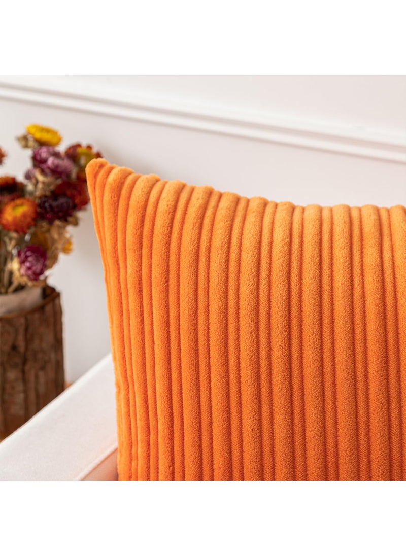 K KEVIN TEXTILE Kevin Textile Pack of 2 Corduroy Soft Soild Decorative Square Throw Pillow Covers Set Cushion Cases Pillowcases for Christmas Sofa Bedroom Car 26 x 26 Inch 66 x 66 Cm Orange  - Image 2