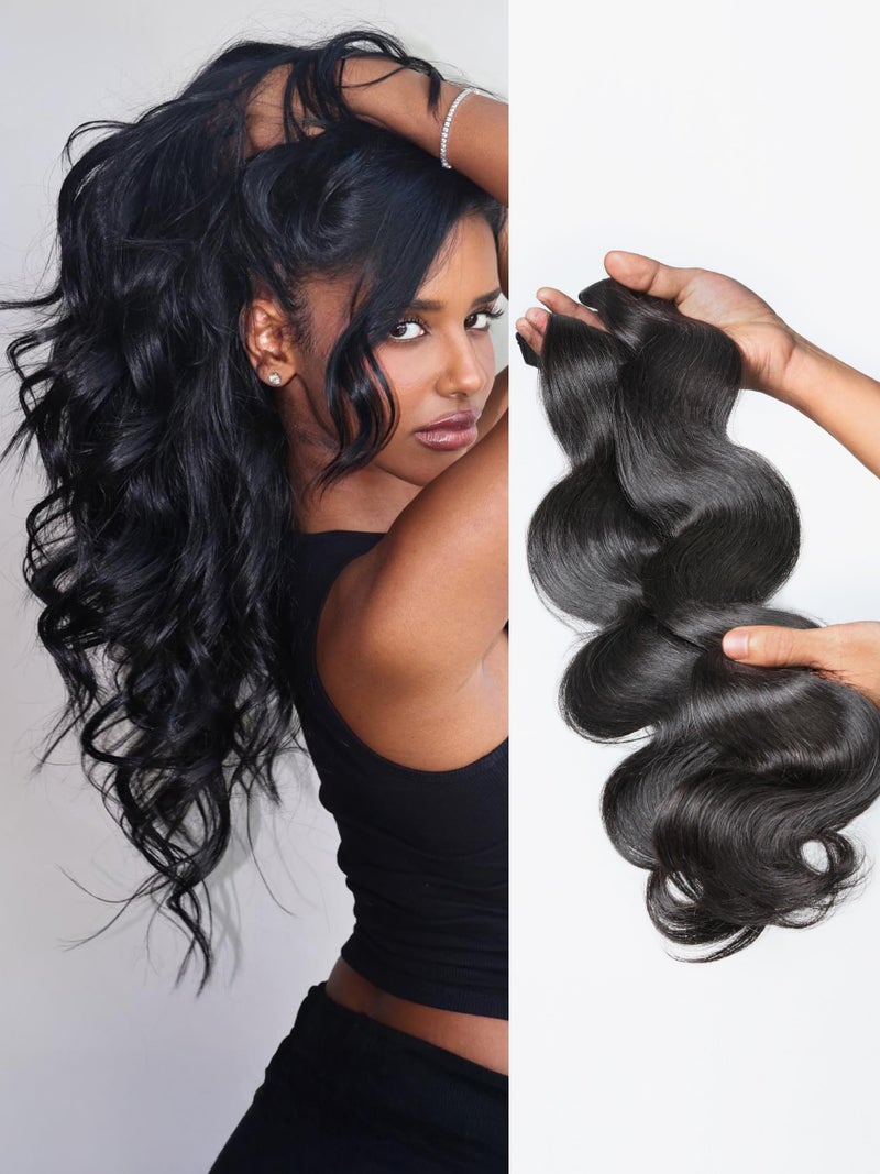 LUVME Body Wave Seamless 2 Pack 220g 14Pcs Clip in Hair Extensions Full Max with 18inch Remy Human Hair Extensions Natural Black 100 Real Soft Hair