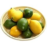 Gresorth 12pcs Yellow & Green Artificial Lifelike Simulation Lemon Fake Fruit Home Kitchen Cabinet Decoration - Image 1