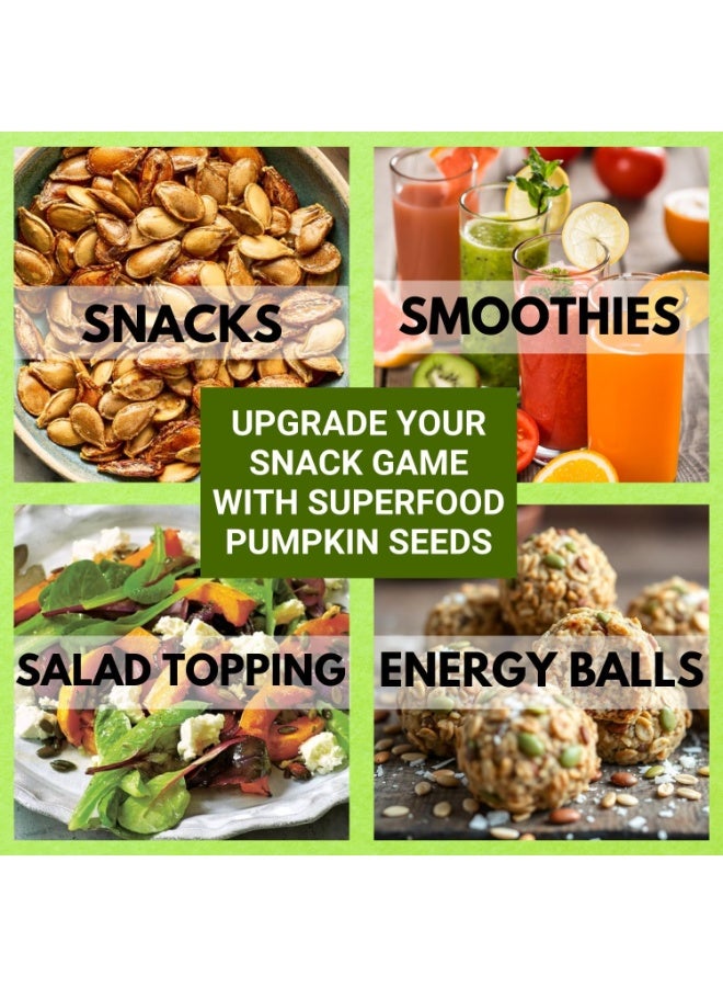 بليس اوف ايرث بذور اليقطين المقشرة لنمو الشعر، بذور اليقطين النباتية الخارقة للأكل، الفطائر، العصائر، السلطات، حبوب اليقطين المقشرة النيئة عالية البروتين، غنية بالمغنيسيوم والزنك، 1 كجم - Image 5