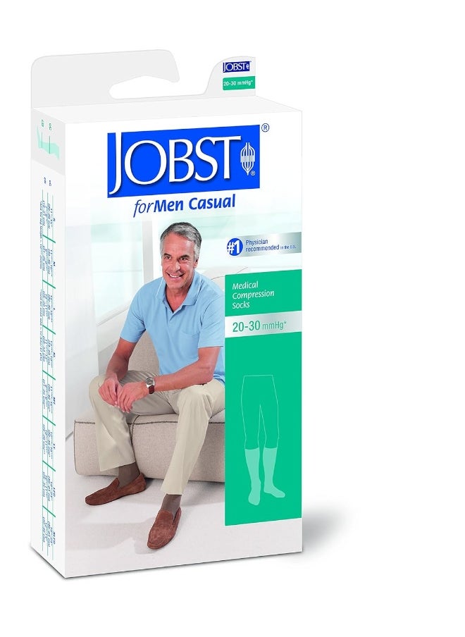 JOBST - JOBST forMen Casual 20-30 mmHg Knee High Compression Socks, Black, X-Large - Image 1