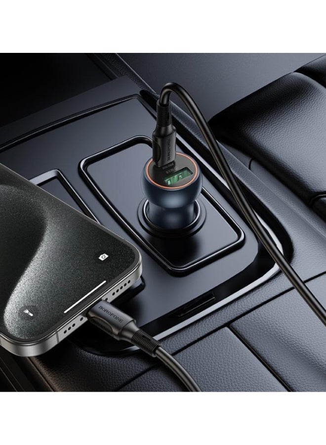 بوروفون شاحن سيارة BOROFONE BZ32B Fresh 48W بمنفذين PD30W Type-C وQC3.0 USB (رمادي معدني - Image 3