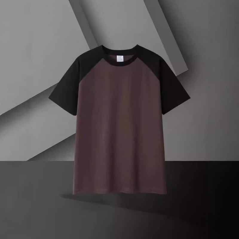 New Summer Retro American Style Trendy Brand Short-Sleeved T-Shirt Men'S 2024 Contrast Color Stitching T-Shirt Men'S Rag Half-Sleeve Trendy - Image 4