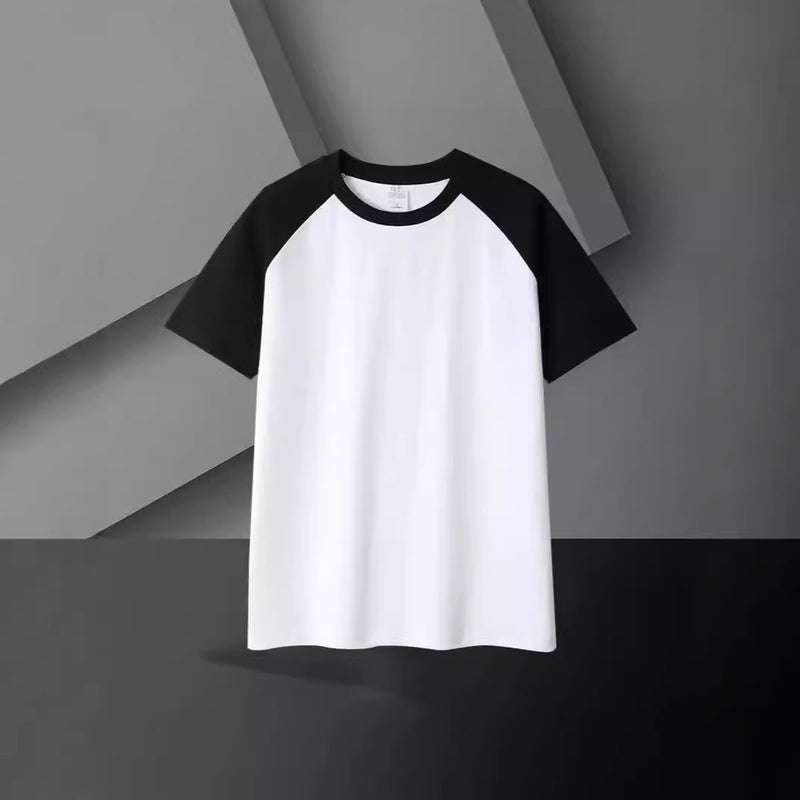 New Summer Retro American Style Trendy Brand Short-Sleeved T-Shirt Men'S 2024 Contrast Color Stitching T-Shirt Men'S Rag Half-Sleeve Trendy - Image 3
