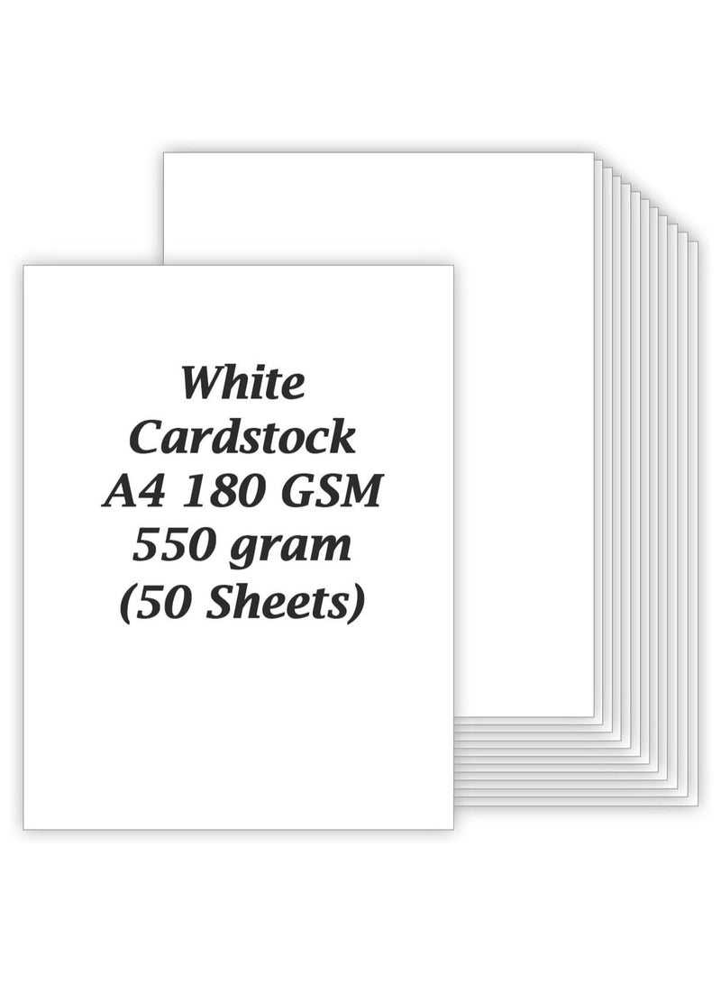 MARKQ [عبوة من 50] ورق كاردستوك أبيض A4، 180 جرام سمك ورق، 550 جرام – ورق كارد ثقيل للطباعة، ألبومات القصاصات، صنع البطاقات، الدعوات، القوائم، المنشورات، الأعمال اليدوية والفنون (21 × 29.7 سم) - Image 1