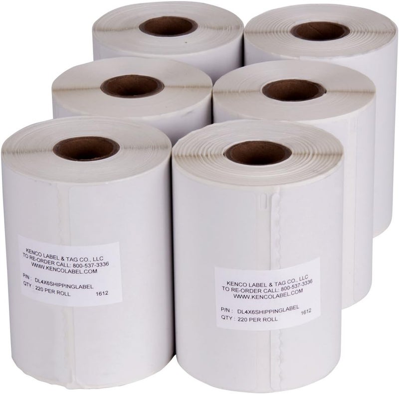 KENCO 4" x 6" Compatible with Dymo® 4XL Postage Shipping Labels, Compatible with Dymo 1744907 (1 Roll - 220 Labels Per Roll) (6 Pack) - Image 1