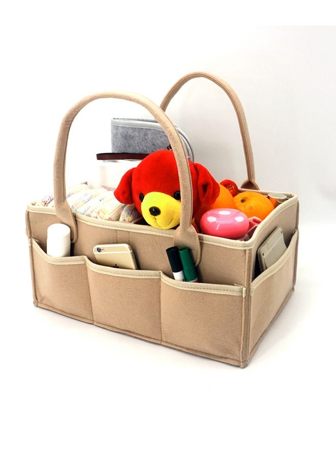AGD Portable Newborn Baby Diaper Organizer Basket Storage Bag Brown - Image 3