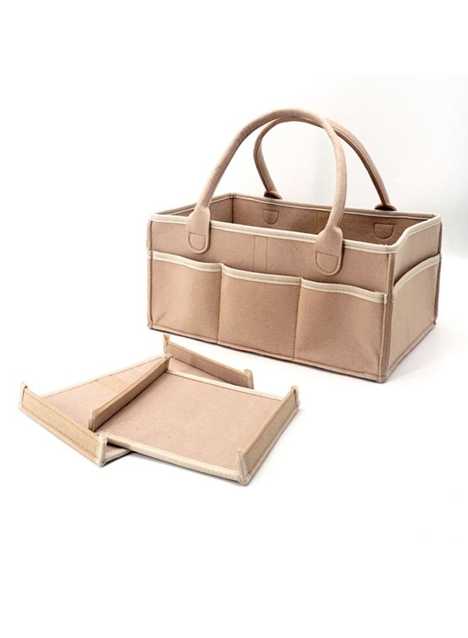 AGD Portable Newborn Baby Diaper Organizer Basket Storage Bag Brown - Image 2