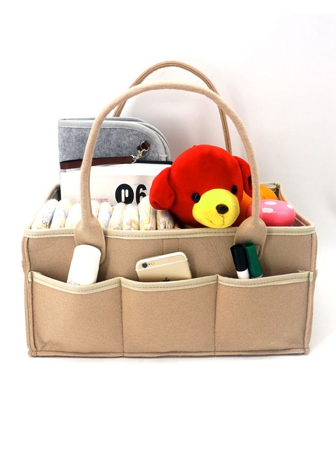 AGD Portable Newborn Baby Diaper Organizer Basket Storage Bag Brown - Image 4