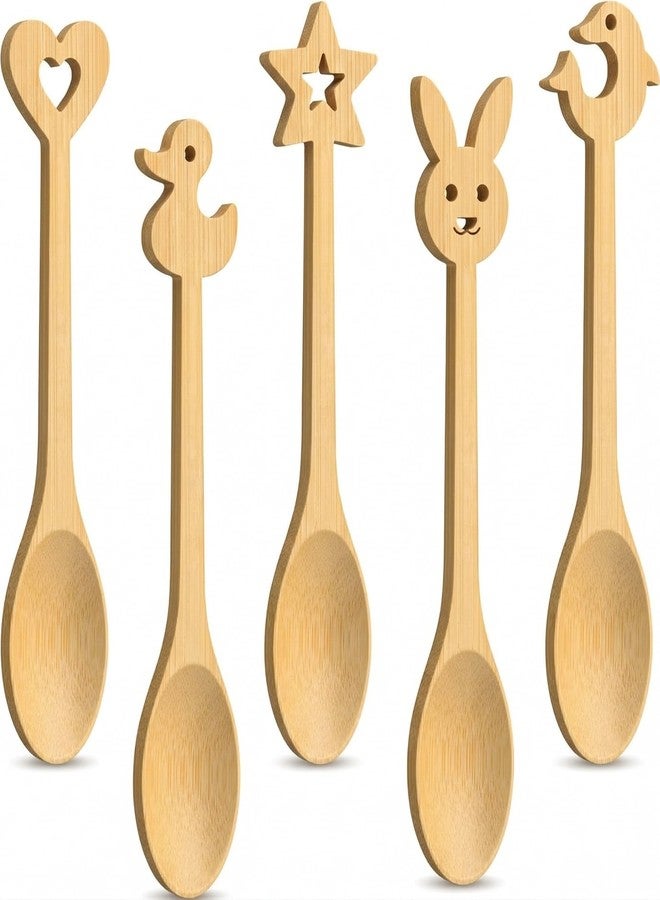 LorisArm 5 PC Bamboo Spoons, 6.3 inch Small Wooden Eating Spoon, Tiny Wood Honey Teaspoon for Coffee and Tea, Ice cream, Little Wooden Spoons For Daily Use - Image 1