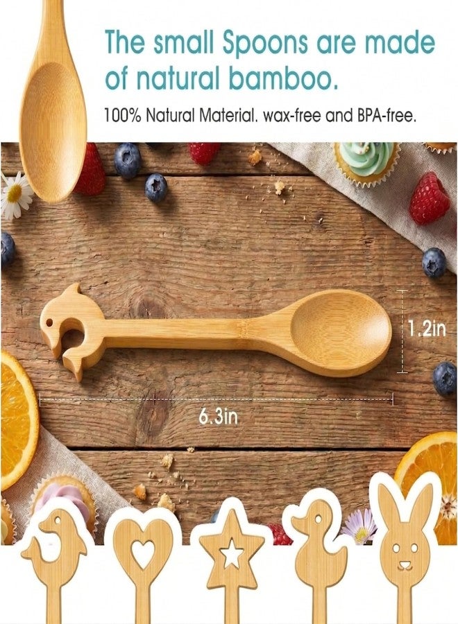 LorisArm 5 PC Bamboo Spoons, 6.3 inch Small Wooden Eating Spoon, Tiny Wood Honey Teaspoon for Coffee and Tea, Ice cream, Little Wooden Spoons For Daily Use - Image 3