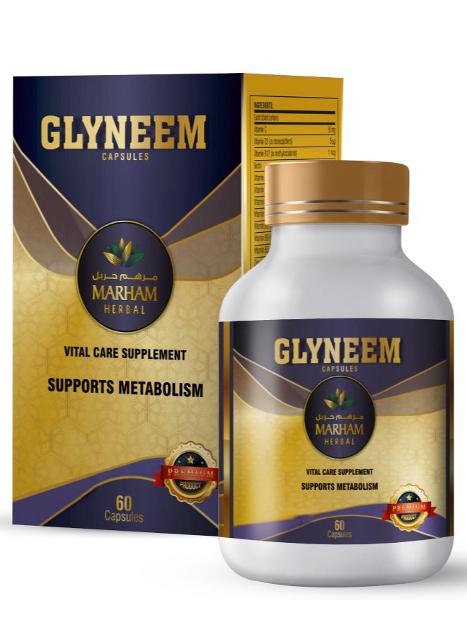 MARHAM HERBAL Glyneem Capsule: Vital Care Supplement to Supports Metabolism & Diabetic Support Formula | 60 Tablets - Image 1
