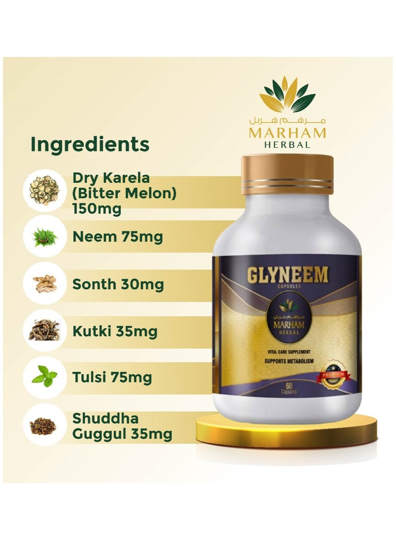 MARHAM HERBAL Glyneem Capsule: Vital Care Supplement to Supports Metabolism & Diabetic Support Formula | 60 Tablets - Image 4