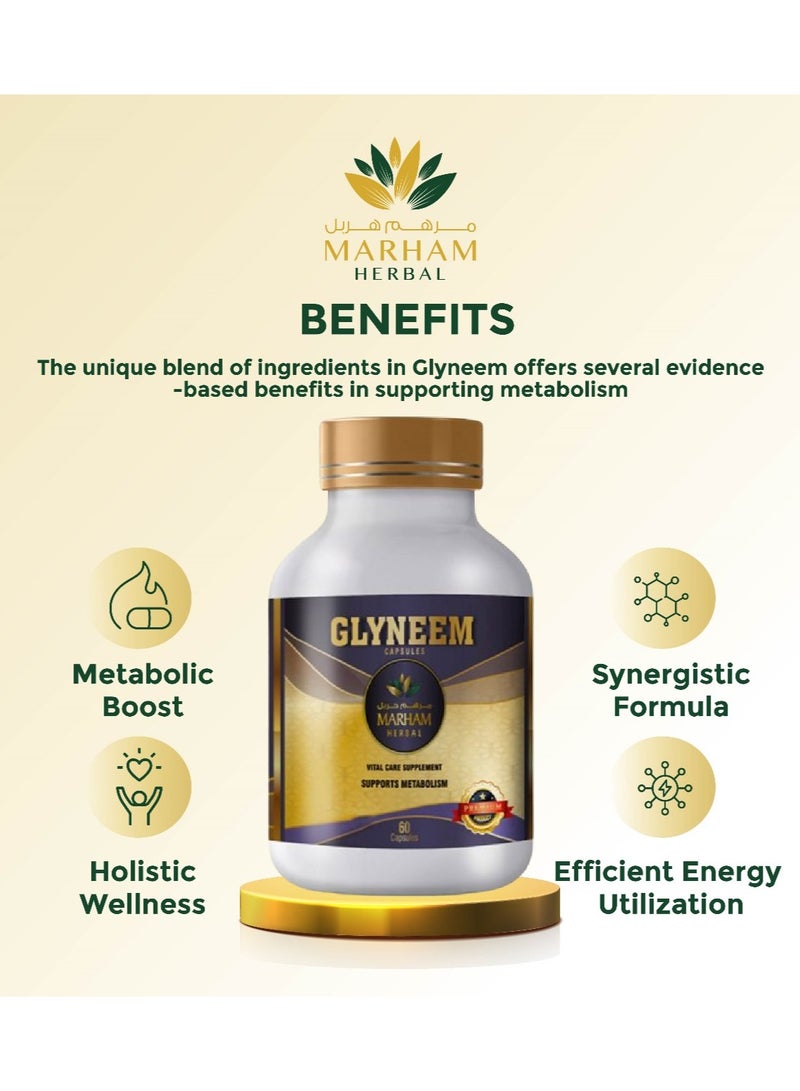 MARHAM HERBAL Glyneem Capsule: Vital Care Supplement to Supports Metabolism & Diabetic Support Formula | 60 Tablets - Image 3