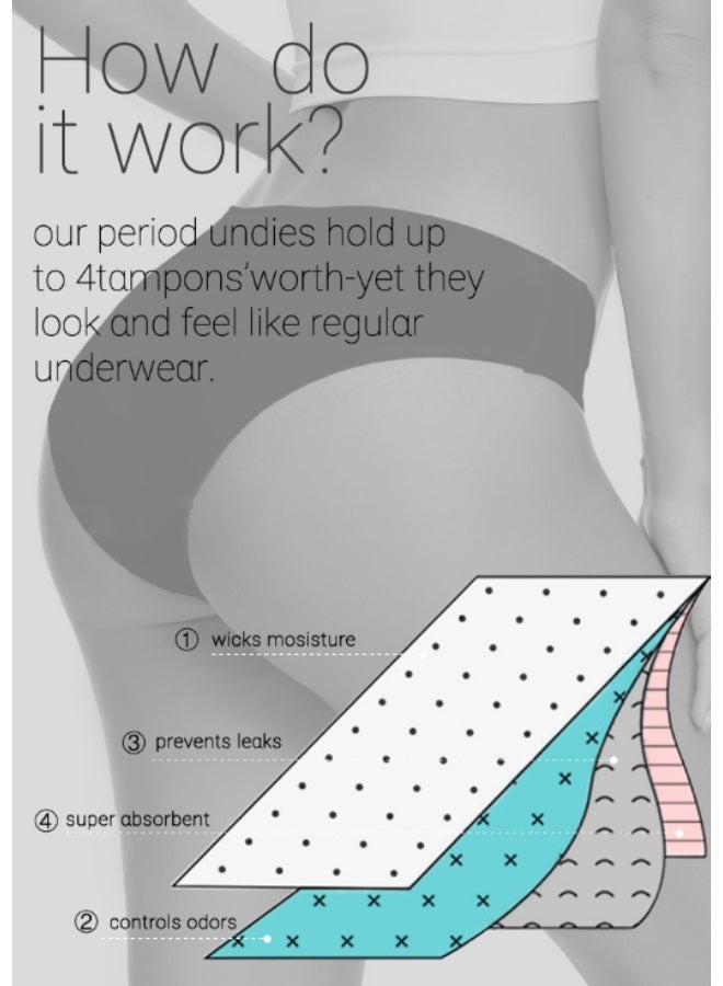 Period Pants for Women Swimming, 4Ply Leakproof Traceless Bikini Menstrual Swimwear Bottoms for Girls Teens, Super Absorbent Quick Dry Swim Shorts for Beach Pool, Black,M - Image 4