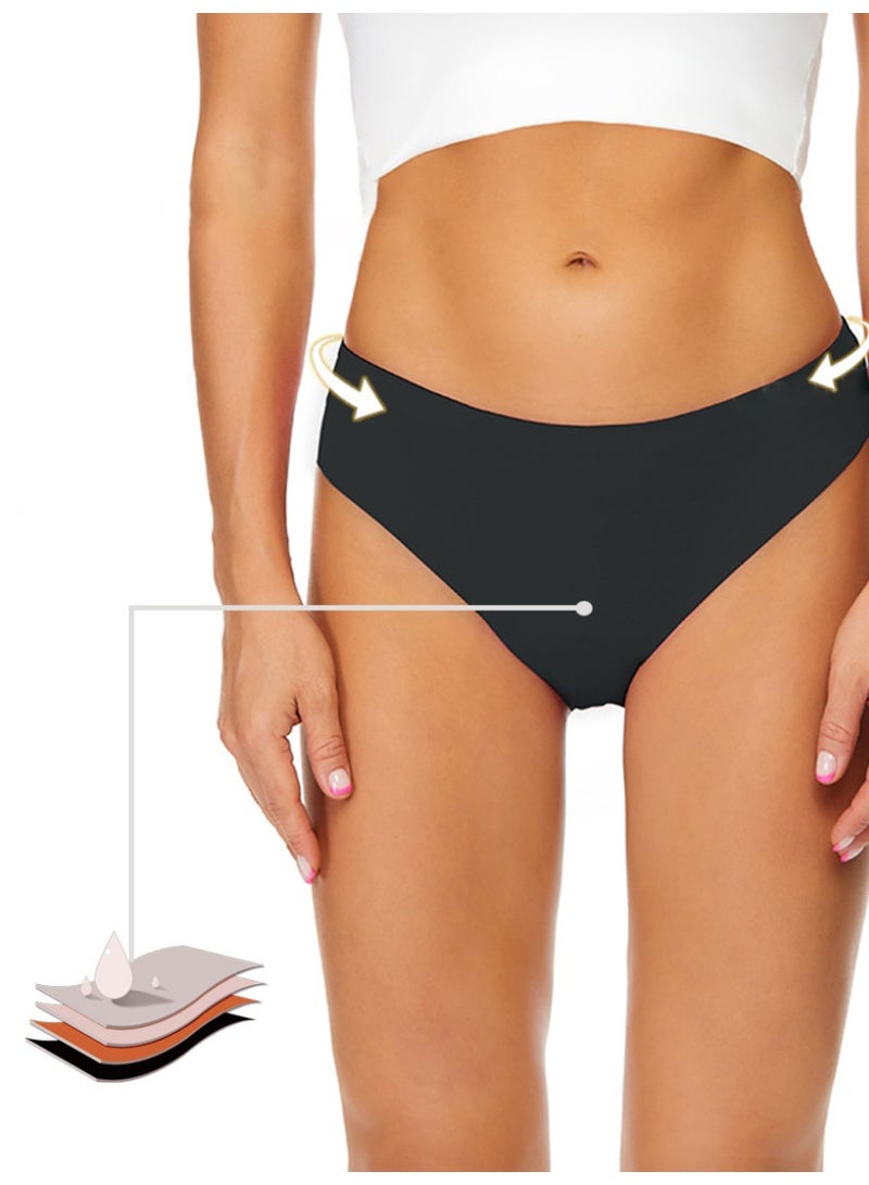 Period Pants for Women Swimming, 4Ply Leakproof Traceless Bikini Menstrual Swimwear Bottoms for Girls Teens, Super Absorbent Quick Dry Swim Shorts for Beach Pool, Black,M - Image 1