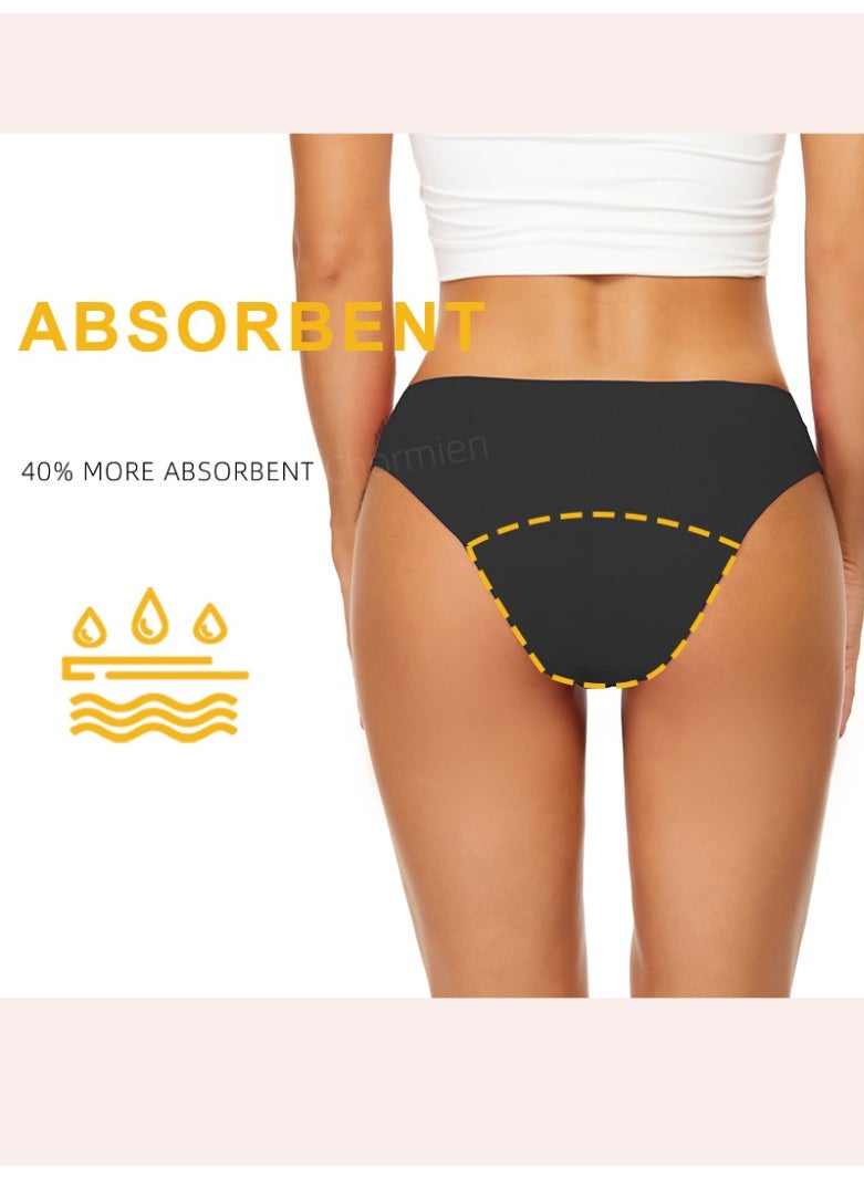 Period Pants for Women Swimming, 4Ply Leakproof Traceless Bikini Menstrual Swimwear Bottoms for Girls Teens, Super Absorbent Quick Dry Swim Shorts for Beach Pool, Black,M - Image 2