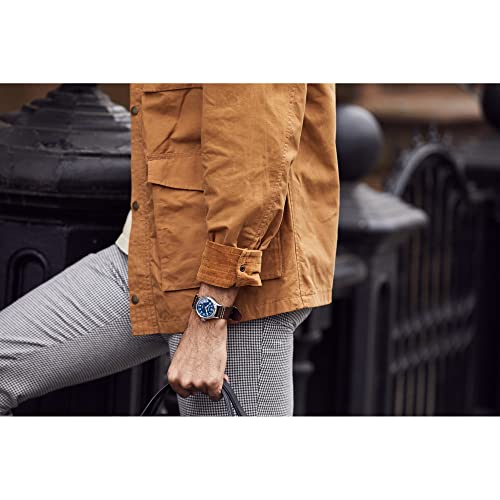 Bulova ساعة بولوفا العسكرية للرجال A11 من الفولاذ المقاوم للصدأ بيد 3 مع ميزة الهك، حزام جلد بني وقرص أزرق، الطراز: 96A282 - Image 4