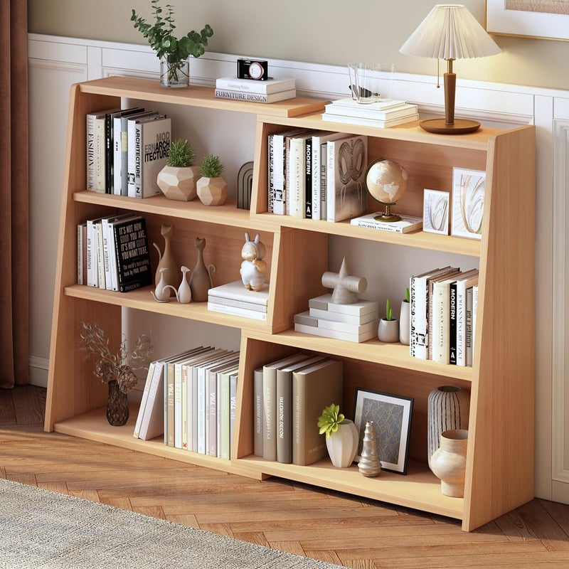 IOTXY IOTXY Wooden Extendable Shelf Bookcase  3Tier Ladder Low Short Bookshelf for Small Space or Corner Oak L