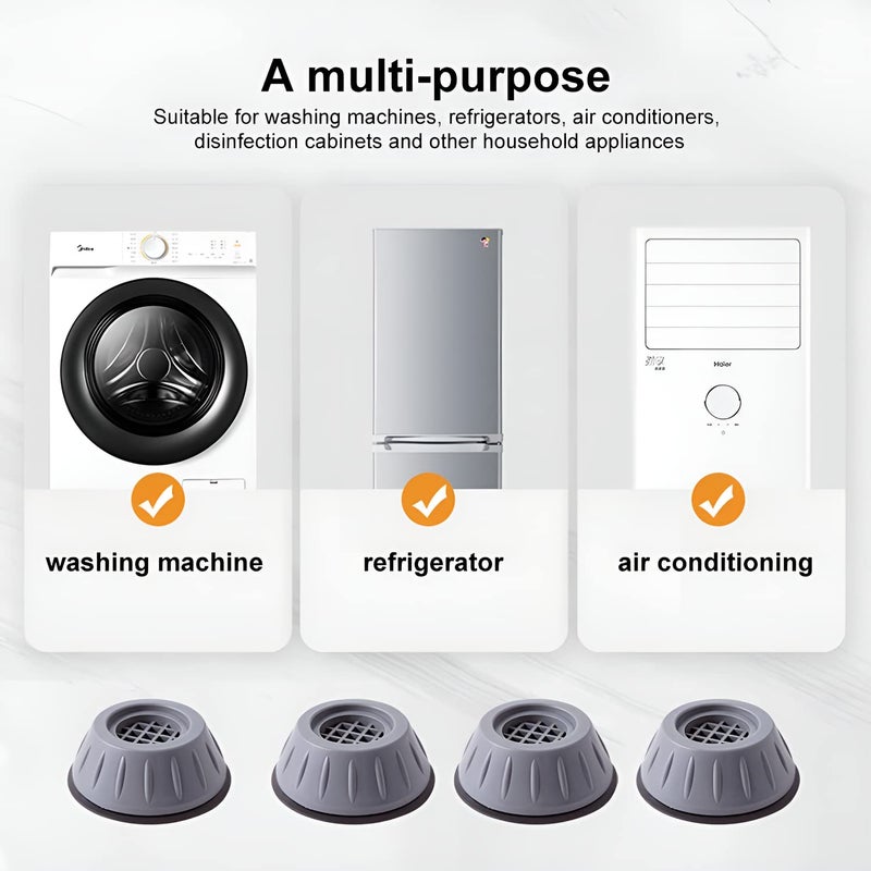 Oblivion Oblivion Anti-Vibration Pads for Washing Machine, Noise-Cancelling Rubber Feet & Plastic Washer Suction Cup, Fridge Leveling Feet, Refrigerator Stand Foot, Furniture Base Stand (4 - Piece)  - Image 2