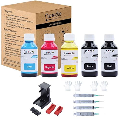 needle ; Pin point precision Needle 5x100gms Cartridge Refill Ink | Made in India | Compatible with Inkjet Printers | Easy Ink Refilling Solution (CMYKK) - Image 2