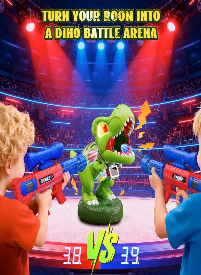 Hanroni Realistic Dinosaur Moveable Shooting Toys, 2 Pack Launchers with Aiming, Roaring Dino Eyes & Belly Glow, LCD Score Record, Stocking Stuffers for Kids Toys Gifts for Boy Ages 3 4 5 6 7 8 9 10+ Year Old - Image 5