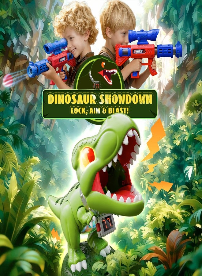 Hanroni Realistic Dinosaur Moveable Shooting Toys, 2 Pack Launchers with Aiming, Roaring Dino Eyes & Belly Glow, LCD Score Record, Stocking Stuffers for Kids Toys Gifts for Boy Ages 3 4 5 6 7 8 9 10+ Year Old - Image 3