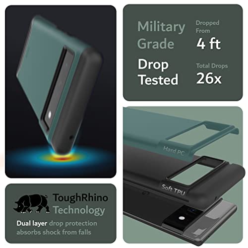 TUDIA حافظة هاتف TUDIA DualShield Merge لجوجل بيكسل 6 برو 2021 - مضادة للصدمات، من الدرجة العسكرية، غير قابلة للانزلاق، تصميم نحيف بطبقتين، غلاف واقي قوي ومتين - أخضر صيد - Image 3
