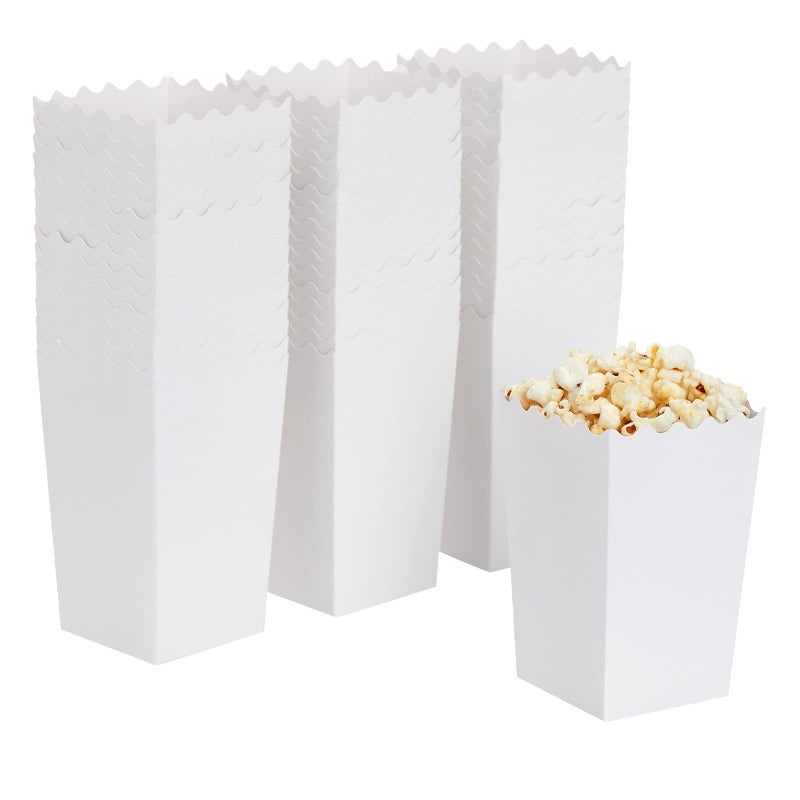BLUE PANDA Popcorn Boxes for Party - 100 Pack, White, 3.3 x 5.5 x 3.5 In - White Popcorn Boxes for Movie Night - Image 1