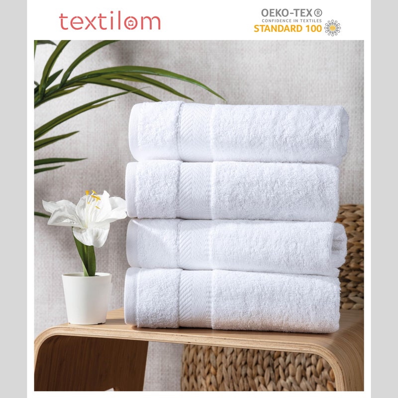 TEXTILOM Turkish Hand Towels for Bathroom - Hotel and Spa Quality & Soft & Absorbent & Quick Dry Bathroom Hand Towels - 100% Cotton Turkish Hand Towel Set of 4 (16 x 28 inches) - White - Image 2