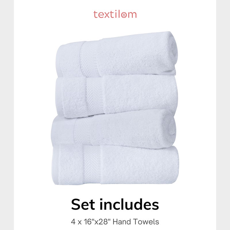 TEXTILOM Turkish Hand Towels for Bathroom - Hotel and Spa Quality & Soft & Absorbent & Quick Dry Bathroom Hand Towels - 100% Cotton Turkish Hand Towel Set of 4 (16 x 28 inches) - White - Image 4