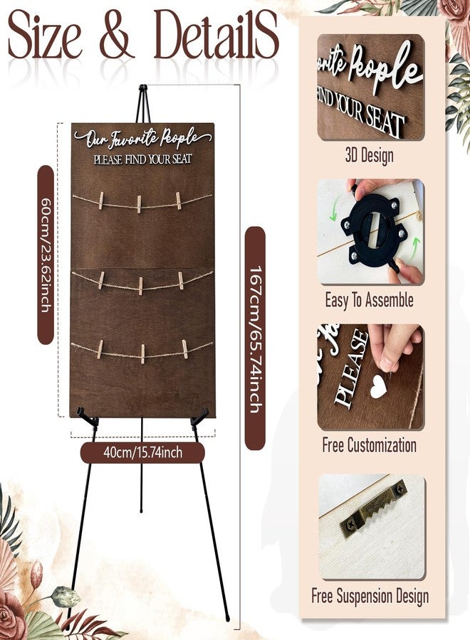 أور ورم لوحة عرض مخطط جلوس حفل الزفاف من OurWarm، مصنوعة من الخشب الصلب، بتصميم ريفي أنيق، تُسهّل عليك إيجاد مقعدك. تُعدّ هذه اللوحة إضافة رائعة لديكور حفل زفافك. - Image 3